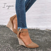 Ingvn - Classic Ankle Strap Wedge Shoes Heels