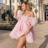 Ingvn - Colorful Tulle Dresses Women Short Dress Pretty Mini Prom Gowns Girl Cute Summer For Party
