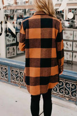 Ingvn - Contrast Plaid Coat Tops