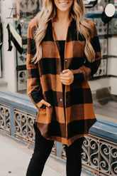 Ingvn - Contrast Plaid Coat Tops