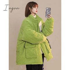 Ingvn - Corduroy Coat Women Clothing High Street Fashion Lamb Wool Winter Clothes Jacket Loose