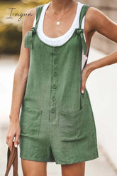 Ingvn - Cotton Pocket Jumpsuit(3 Colors) S / Army Green Jumpsuits