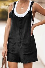 Ingvn - Cotton Pocket Jumpsuit(3 Colors) S / Black Jumpsuits