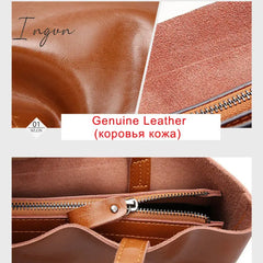 Ingvn - Cow Leather Bag Ladies Genuine Handbags Big Women Large Vintage Female 2024 Office Hand
