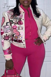 Ingvn - Cream White Casual Print Patchwork Cardigan Plus Size Overcoat / Xl Plus Size