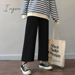 Ingvn - Cusual Pants Women Spring Summer Ankle-Length Loose Wide Leg Elastic High Waist Oversize