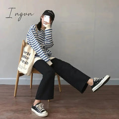 Ingvn - Cusual Pants Women Spring Summer Ankle-Length Loose Wide Leg Elastic High Waist Oversize
