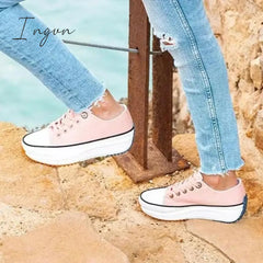 Ingvn - Daily Lace Up Non-Slip Platform Sneakers