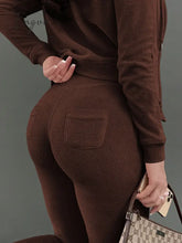 Ingvn - Double Face Fleece Three Piece Set Woman Long Sleeve Vest Hooded Drawstring Sweatpants