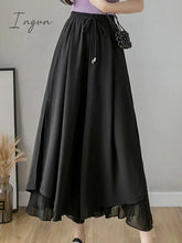 Ingvn - Elastic Wide Leg Pants Women Korean Fashion Chiffon Trousers Summer Casual Loose Pleated