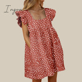 Ingvn - Elegant Butterfly Sleeve Ruffle Mini Dress Casual Square Collar Print Party Women Summer