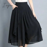 Ingvn - Elegant Fashion Elastic High Waist Folds Ruffles Pants Women’s 2023 New Office Lady