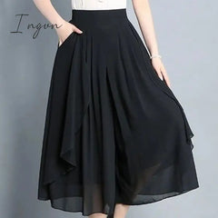 Ingvn - Elegant Fashion Elastic High Waist Folds Ruffles Pants Women’s 2023 New Office Lady