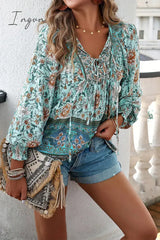Ingvn - Elegant Floral Bandage V Neck Tops Tops/Blouses & Shirts