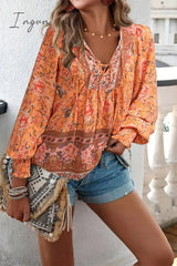 Ingvn - Elegant Floral Bandage V Neck Tops Tops/Blouses & Shirts