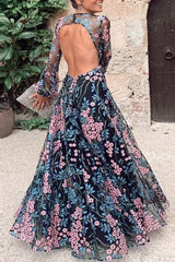 Ingvn - Elegant Floral Patchwork O Neck Printed Dress Dresses Dresses/Floral