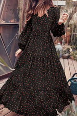 Ingvn - Elegant Floral Patchwork V Neck Printed Dress Dresses Dresses/Floral