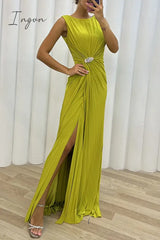 Ingvn - Elegant Formal Solid Slit Fold O Neck Evening Dress Dresses Dresses/Party And Cocktail