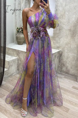 Ingvn - Elegant Gradual Change Slit Oblique Collar Evening Dress Dresses Dresses/Casual