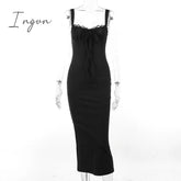 Ingvn - Elegant Lace Maxi Dress Women Lace-Up Spaghetti Strap Sleeveless Bodycon Sexy Party Long