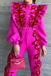 Ingvn - Elegant Solid Pocket Stringy Selvedge Mandarin Collar Long Sleeve Two Pieces