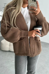 Ingvn - Elegant Solid Pocket V Neck Outerwear Outerwear/Knitted Jacket