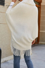 Ingvn - Elegant Solid Tassel Turndown Collar Outerwear Outerwear/Cloak