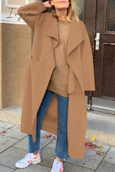 Ingvn - Elegant Solid Turndown Collar Outerwear Outerwear/Coats & Cardigan