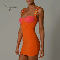 Ingvn - Elegant Strapless Sexy Bodycon Maxi Dress Summer Sleeveless Button Buckles Slim Bandage