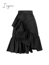Ingvn - Elegant Women Long Skirt Spring Summer Fashion All - Match High Waist Folds Fishtail Ladies