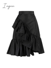 Ingvn - Elegant Women Long Skirt Spring Summer Fashion All - Match High Waist Folds Fishtail Ladies