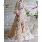 Ingvn - Elegant Women Party Chiffon Dress Sequined Detail Design Slim Waist Classy Formal High Slit