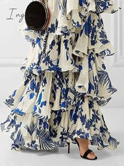 Ingvn - Elegant Women’s Printed Vestidos Sleeveless Neck-Mounted Female Formal Wear Aesthetic