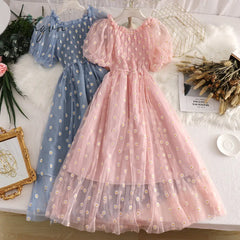 Ingvn - Embroidered Off - Shoulder Dresses Fairy Chic Gentle Dress Female New Style Sweet Daisy