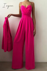 Ingvn - Fashion Casual Solid Patchwork V Neck Loose Jumpsuits(6 Colors) Jumpsuits &