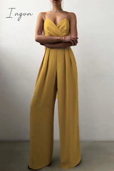 Ingvn - Fashion Casual Solid Patchwork V Neck Loose Jumpsuits(6 Colors) Jumpsuits &