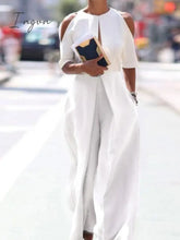 Ingvn - Fashion Hollow Solid Trousers Rompers Summer O Neck Off Shouler Short Sleeve Playsuit Women
