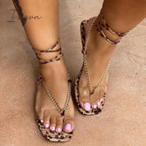 Ingvn - Fashion Lace-Up Leopard-Print Open-Toe Sandals Leopard Print / 5