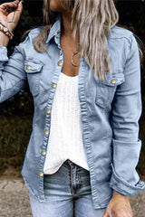 Ingvn - Fashion Long Sleeve Regular Outerwear(4 Colors) Blue / S Denim/Denim Jacket