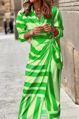 Ingvn - Fashion Print Split Joint Turndown Collar Shirt Dress Dresses(3 Colors) Dresses/Casual