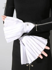 Ingvn - Fashion Ruffled Mandarin Sleevelet White Warmers