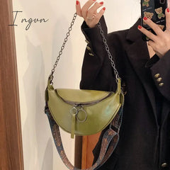 Ingvn - Fashion Saddle Waist Bag Fanny Pack Luxury Leather Female Belt Bags Chain Handbag Purse