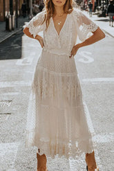 Ingvn - Fashion Sexy Solid Patchwork V Neck Princess Dresses Dresses/Maxi