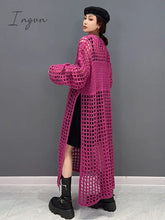 Ingvn - Fashion Solid Color Knitting Dress Loose Casual Temperament Hollow Out Sweater O-Neck