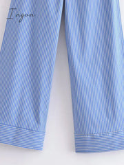 Ingvn - Fashion Striped Women’s Pants 2023 Summer Wide Leg Women Casual Loose Trousers Ladies Low