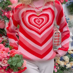 Ingvn - Fashion Tops 2023 Women Pullover Korean Sweaters Love Print Long Sleeve Top Casual New