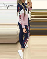 Ingvn - Fashion Tracksuit 2 Piece Set Autumn Winter Zipper Jacket + Long Pants Sports Suit Female