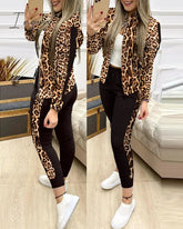 Ingvn - Fashion Tracksuit 2 Piece Set Autumn Winter Zipper Jacket + Long Pants Sports Suit Female