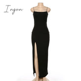 Ingvn - Fashion Trends Backless Sexy Strap Split Summer Dress Women Elastic Long Dresses Sleeveless