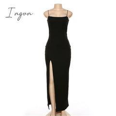 Ingvn - Fashion Trends Backless Sexy Strap Split Summer Dress Women Elastic Long Dresses Sleeveless